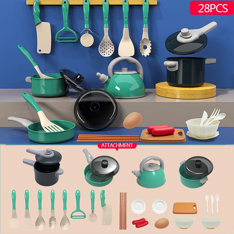 Kids Kitchen Toy Set - Pretend to play with cooking POTS, stoves and other food toys - for boys and girls ages 3-6!